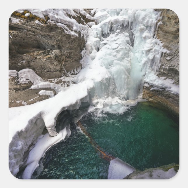 Sticker Carré Chutes congelées à Johnson Creek (Alberta) (Devant)