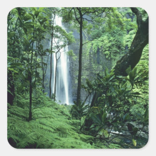 Sticker Carré Chutes de Hanakapiai le long de la côte Na Pali, K