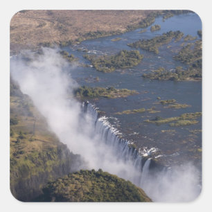 Sticker Carré Chutes Victoria, Fleuve Zambèze, Zambie - Zimbabwe