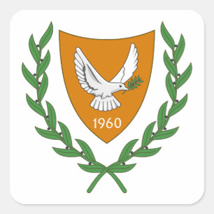 Sticker Carré Chypre du Nord pays blason armoiries symbole emblè