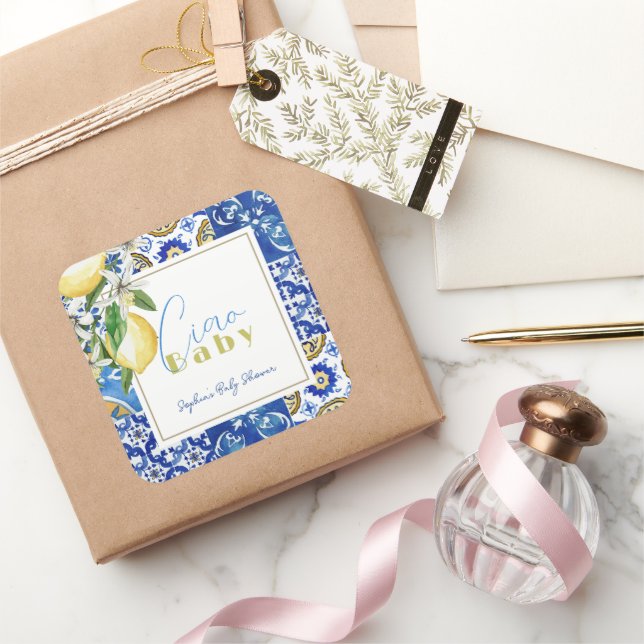 Sticker Carré Ciao Baby Carrelage bleu Citrus Citron Baby Douche (Cadeaux)