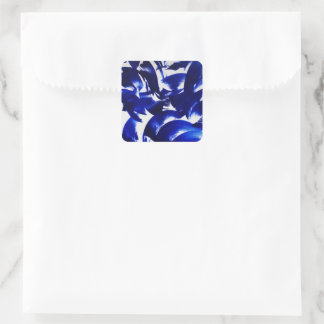 Sticker Carré Ciel Bleu Abstrait Brush Strokes Peinture Art