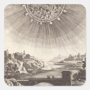 Sticker Carré Ciel d'astronomie antique avec soleil par Allain M