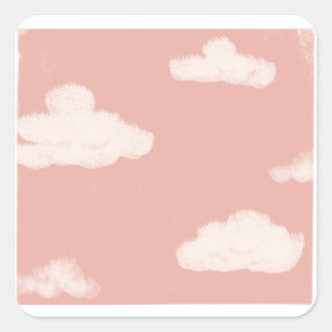 Sticker Carré Ciel rose Gros nuages moelleux
