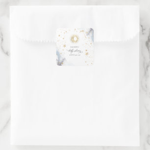 Sticker Carré Ciel Sol,Lune,Etoiles Baby Shower 