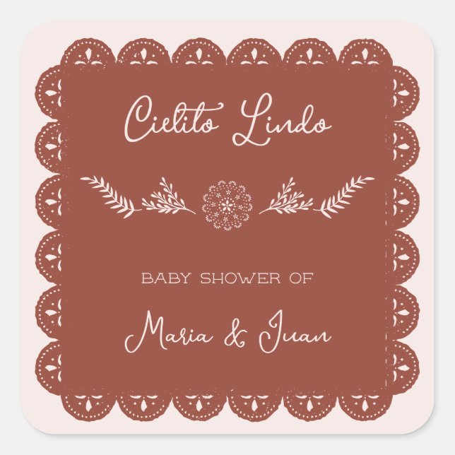Sticker Carré Cielito Lindo Papel Picado Baby shower mexicain (Devant)