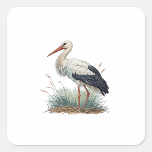 Sticker Carré Cigogne