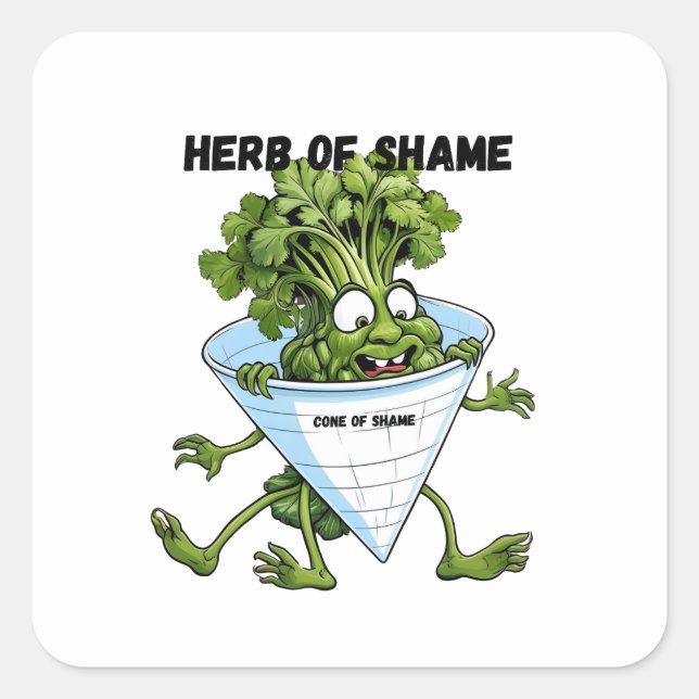 Sticker Carré Cilantro - Herbe de la honte drôle (Devant)