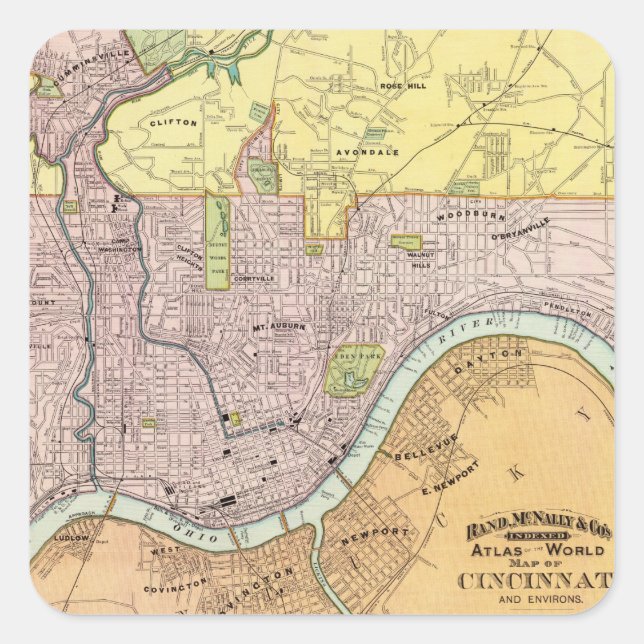 Sticker Carré Cincinnati, Ohio 2 (Devant)