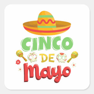 Sticker Carré Cinco De Mayo Day, Happy Cinco de mayo