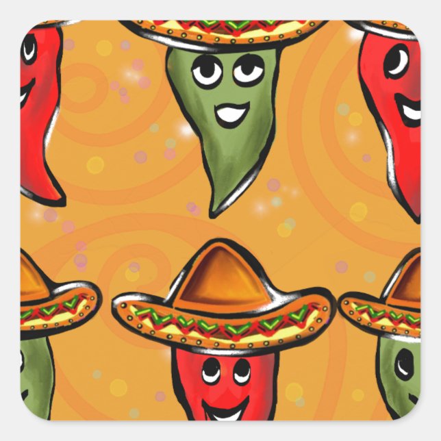 Sticker Carré Cinco de Mayo Peppers (Devant)