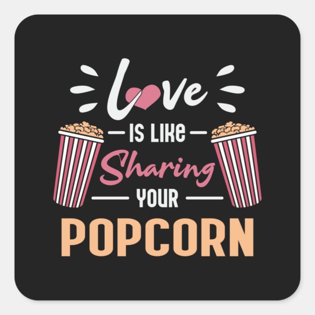 Sticker Carré Cinéma Film Popcorn Day Snack Pop Film Idée cadeau (Devant)