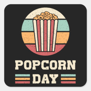 Sticker Carré Cinéma Popcorn Day Film Snack Pop Film Idée cadeau