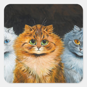 Sticker Carré Cinq chats de Louis Wain