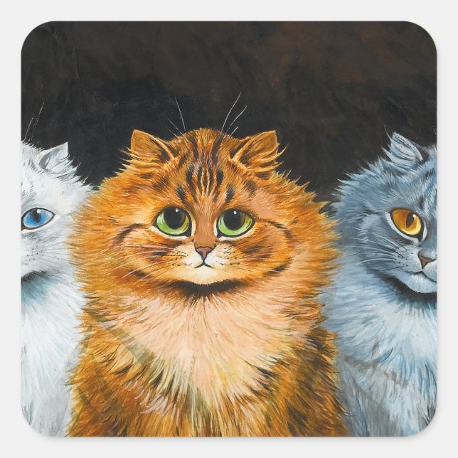 Sticker Carré Cinq chats de Louis Wain (Devant)