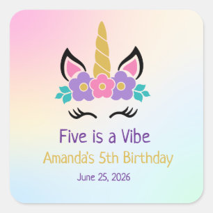 Sticker Carré Cinq est une fête d'anniversaire à thème