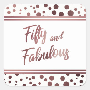 Sticker Carré Cinquante ans et Fabuleux Faux Cercles Rose Doré s