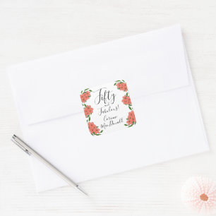 Sticker Carré Cinquante ans et fabuleux fête d'anniversaire flor