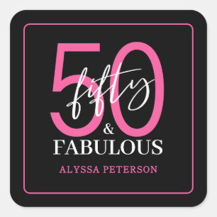 Sticker Carré Cinquante ans et Fabuleux Texte 50e Anniversaire