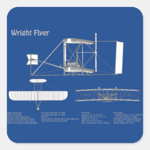 Sticker Carré Circulaire Wright - Plan de dessin du plan d'avion