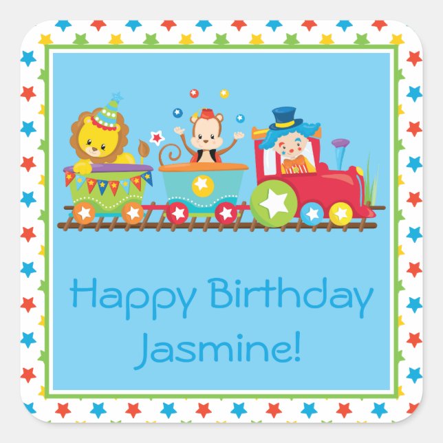 Sticker Carré Circus | Clown | Lion | Singe| Personnalisé (Devant)