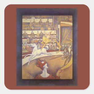 Sticker Carré Cirque de Georges Seurat, Pointillisme Vintage