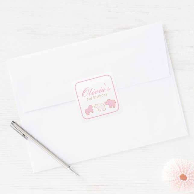 Sticker Carré cirque givré Animaux Cookies décoration de fête d' (Enveloppe)