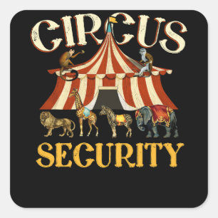 Sticker Carré Cirque Personnel Partie Sécurité Vintage