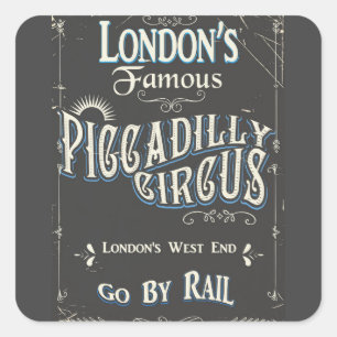 Sticker Carré Cirque Piccadilly Londres affiche vintage