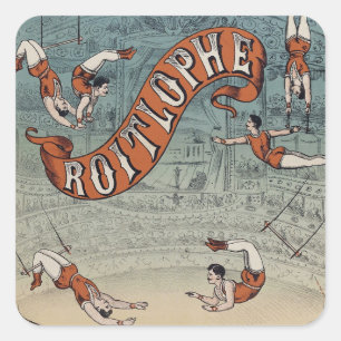 Sticker Carré Cirque Victorien Vintage