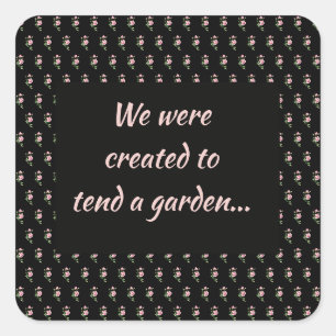 Sticker Carré Citation chrétienne de fleur de rose rose jardin