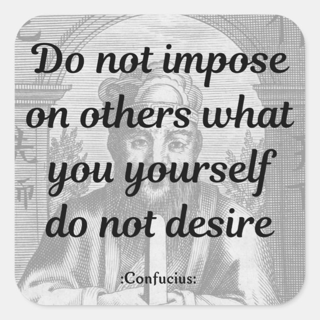 Sticker Carré Citation Confucius (Devant)