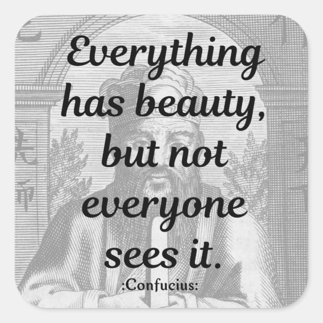 Sticker Carré Citation Confucius (Devant)