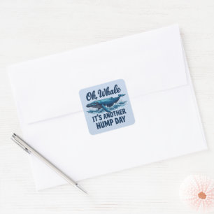 Sticker Carré Citation de baleine drôle "Oh Baleine" Design Merc