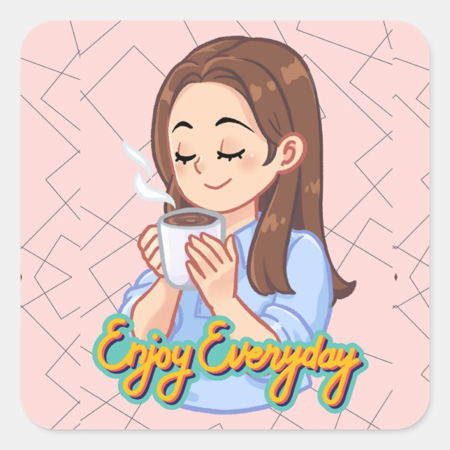 Sticker Carré citation de café (Devant)