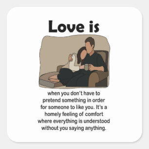 Sticker Carré Citation de couple d'amour romantique pour la fête