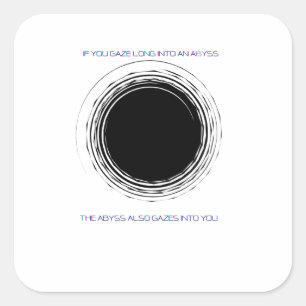 Sticker Carré Citation de Nietzsche sur l'abîme Minimaliste Phil