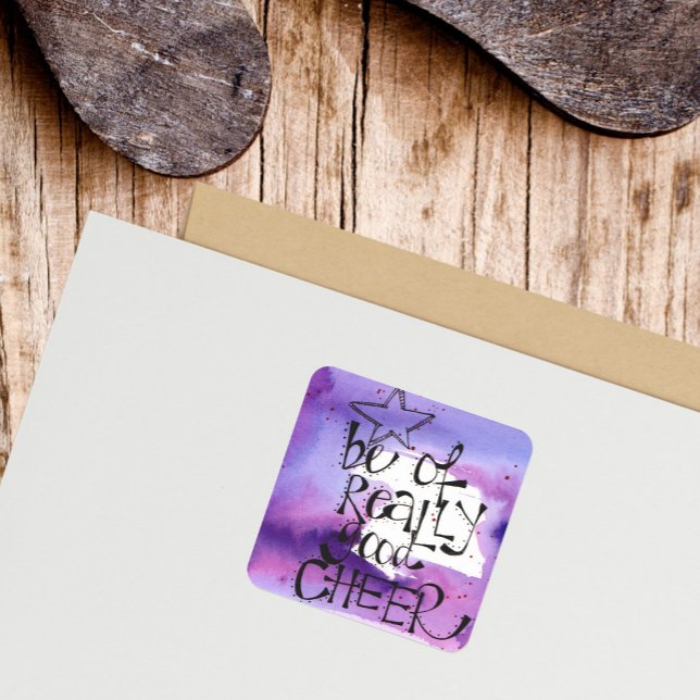 Sticker Carré Citation de Noël fantastique (Be of Good Cheer Christmas Sticker)