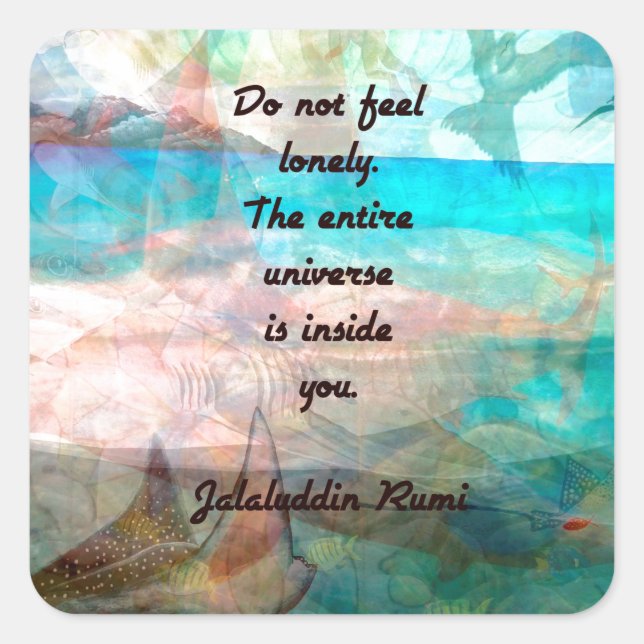 Sticker Carré Citation De Rumi Inspiration Sur L'Univers (Devant)