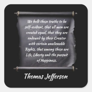 Sticker Carré citation de Thomas Jefferson poursuite du bonheur