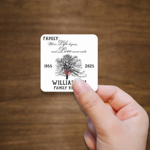 Sticker Carré Citation de vie de l'arbre de saké de réunion fami