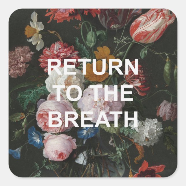 Sticker Carré Citation De Yoga De Beathing Mindful + Peinture Fl (Devant)