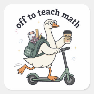 Sticker Carré Citation drôle de professeur de maths en partance