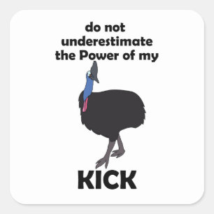 Sticker Carré Citation drôle sur la puissance de coup de pied d'