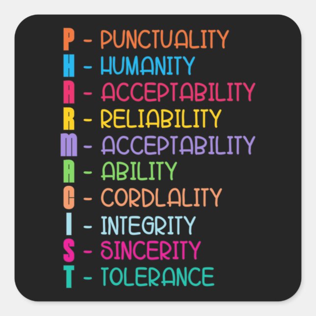 Sticker Carré Citation en pharmacie Technicien en médecine pharm (Devant)