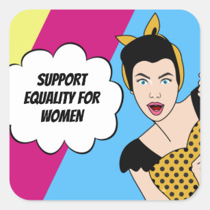 Sticker Carré Citation féministe Pop Art Retro Equal Women Right