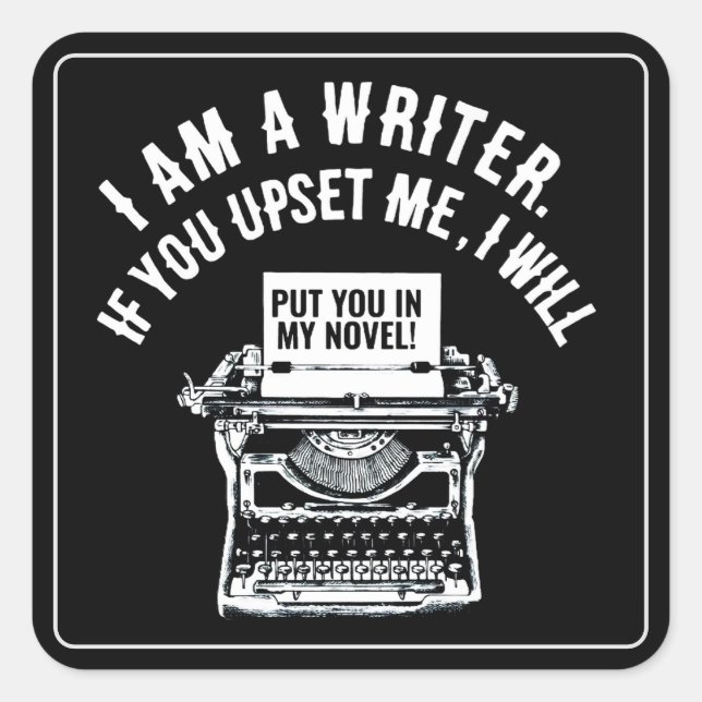 Sticker Carré Citation humoristique de l'écrivain (Devant)