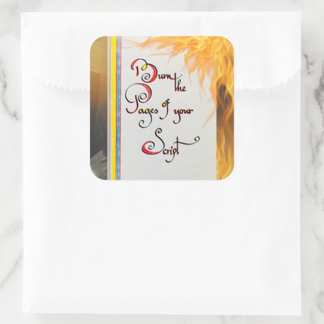 Sticker Carré Citation inspirante Graver les pages de votre scri (Sac)