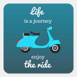 Sticker Carré Citation Inspiration Vie Blue Ombre