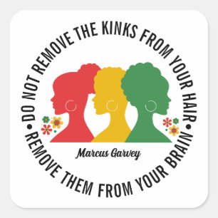 Sticker Carré Citation inspirée de cheveux AFRO NOIR